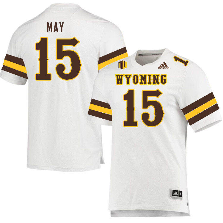 Wyoming Cowboys #15 Carson May College Football Jerseys Stitched Sale-White